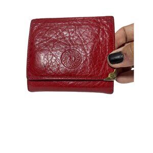 Vintage Red Crillon Leather Wallet With Gold-Tone Accents